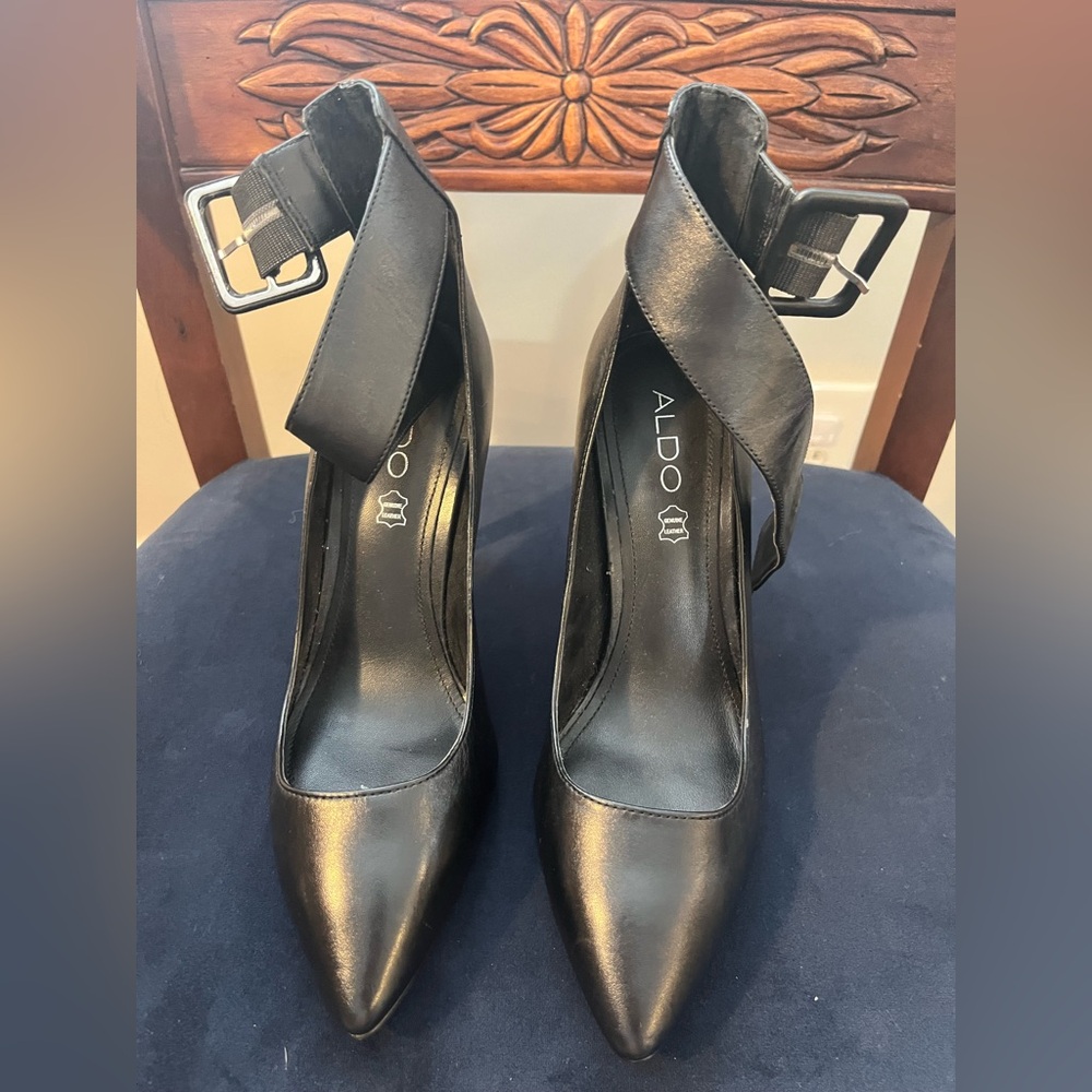 Aldo Elegant Black Heels with Buckle Detail